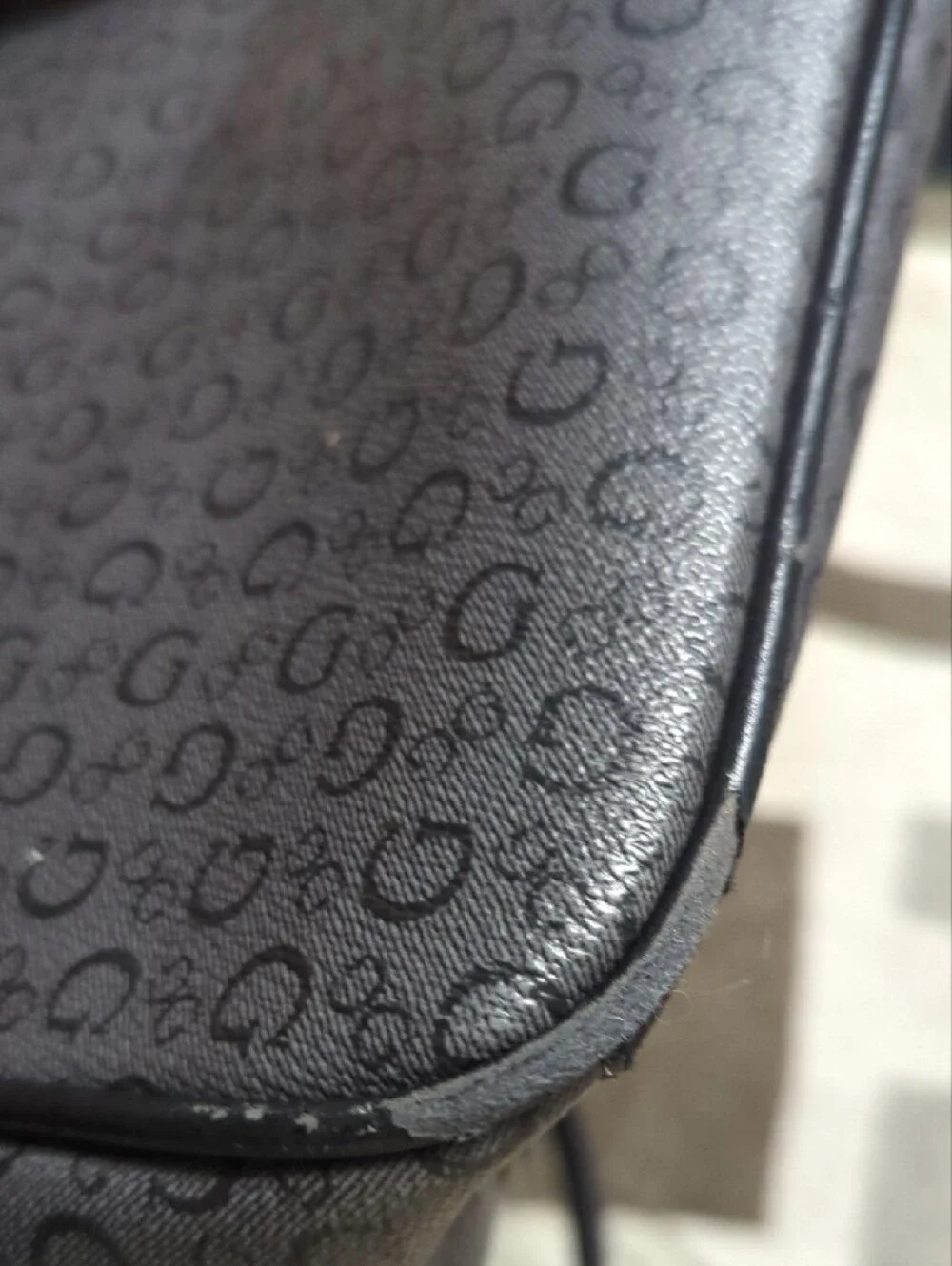 Guess Black Signature Monogram Satchel with Charm